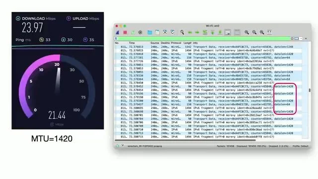 Wireshark 抓包显示数据包分片现象